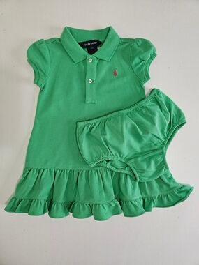 Ralph Lauren Bright Green Polo Dress with Matching Bloomer